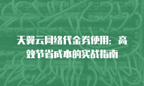 天翼云网络代金券使用：高效节省成本的实战指南