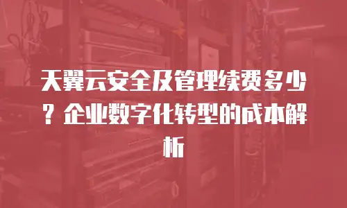 天翼云安全及管理续费多少？企业数字化转型的成本解析