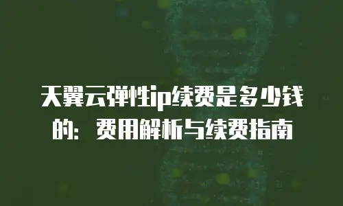 天翼云弹性ip续费是多少钱的：费用解析与续费指南