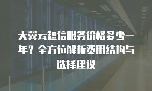 天翼云短信服务价格多少一年？全方位解析费用结构与选择建议