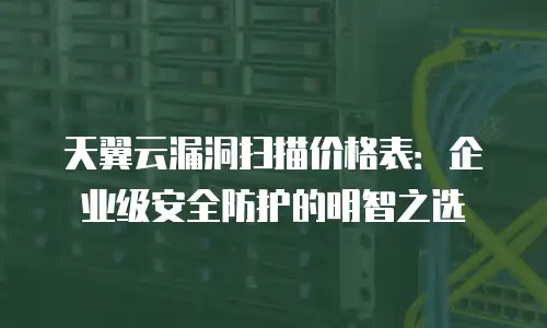 天翼云漏洞扫描价格表：企业级安全防护的明智之选