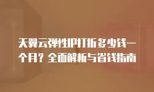 天翼云弹性IP打折多少钱一个月？全面解析与省钱指南