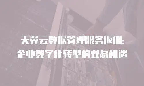 天翼云数据管理服务返佣：企业数字化转型的双赢机遇