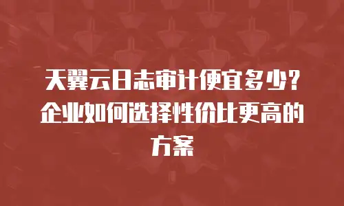天翼云日志审计便宜多少？企业如何选择性价比更高的方案