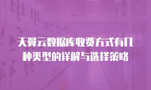 天翼云数据库收费方式有几种类型的详解与选择策略