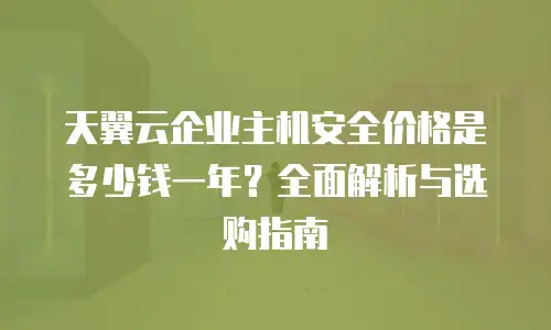 天翼云企业主机安全价格是多少钱一年？全面解析与选购指南