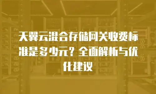 天翼云混合存储网关收费标准是多少元？全面解析与优化建议