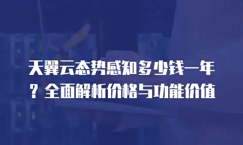 天翼云态势感知多少钱一年？全面解析价格与功能价值