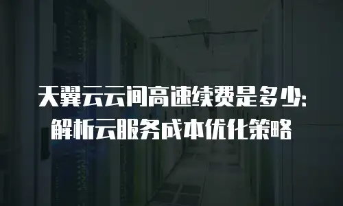 天翼云云间高速续费是多少：解析云服务成本优化策略