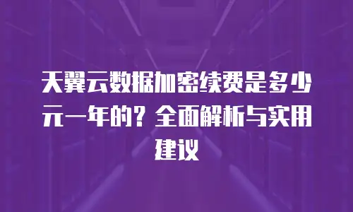 天翼云数据加密续费是多少元一年的？全面解析与实用建议
