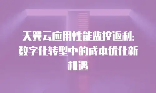 天翼云应用性能监控返利：数字化转型中的成本优化新机遇