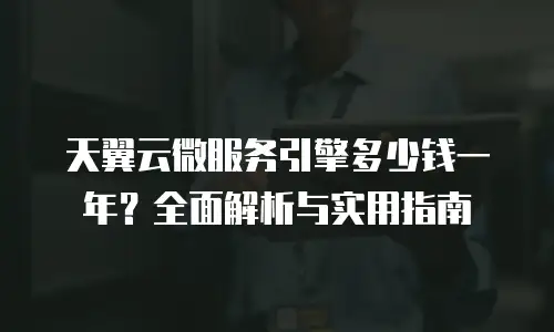 天翼云微服务引擎多少钱一年？全面解析与实用指南