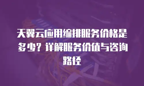 天翼云应用编排服务价格是多少？详解服务价值与咨询路径