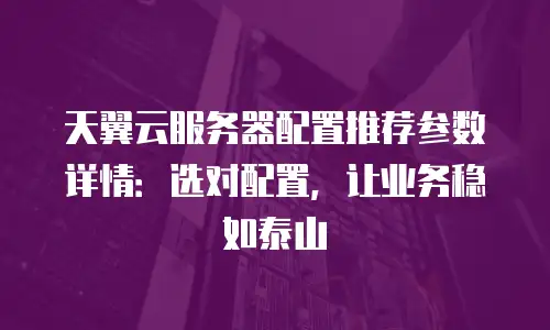天翼云服务器配置推荐参数详情：选对配置，让业务稳如泰山