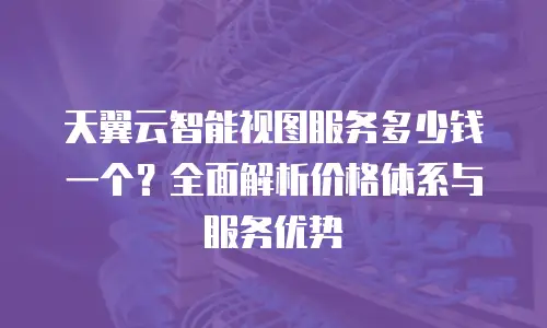 天翼云智能视图服务多少钱一个？全面解析价格体系与服务优势