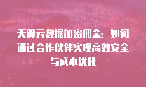 天翼云数据加密佣金：如何通过合作伙伴实现高效安全与成本优化
