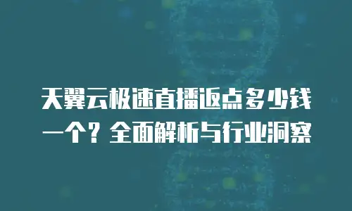 天翼云极速直播返点多少钱一个？全面解析与行业洞察