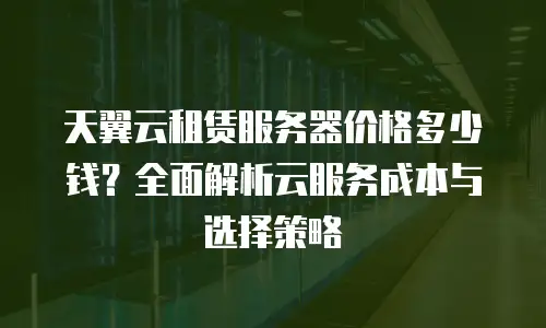 天翼云租赁服务器价格多少钱？全面解析云服务成本与选择策略