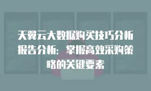 天翼云大数据购买技巧分析报告分析：掌握高效采购策略的关键要素
