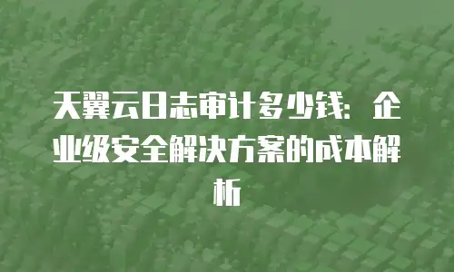 天翼云日志审计多少钱：企业级安全解决方案的成本解析