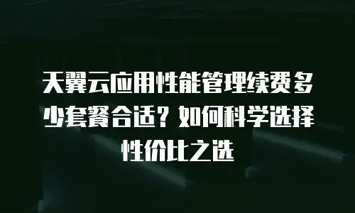 天翼云应用性能管理续费多少套餐合适？如何科学选择性价比之选