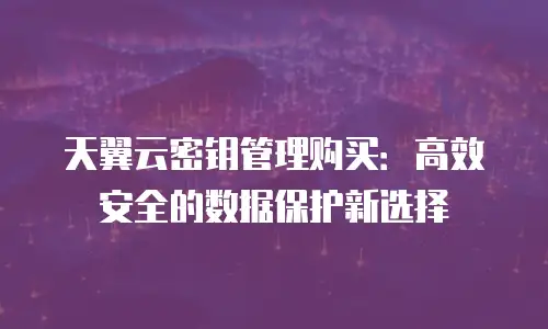 天翼云密钥管理购买：高效安全的数据保护新选择