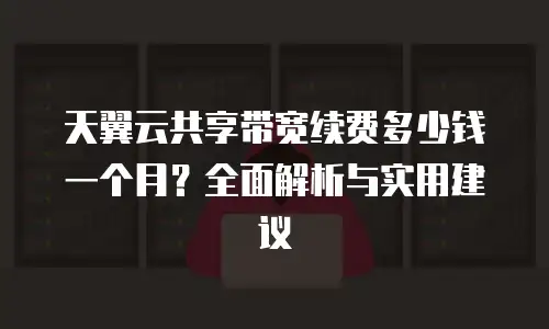 天翼云共享带宽续费多少钱一个月？全面解析与实用建议