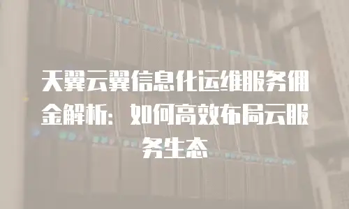 天翼云翼信息化运维服务佣金解析：如何高效布局云服务生态