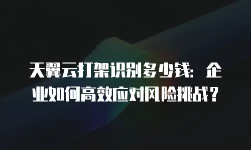 天翼云打架识别多少钱：企业如何高效应对风险挑战？