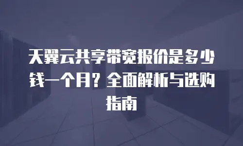 天翼云共享带宽报价是多少钱一个月？全面解析与选购指南