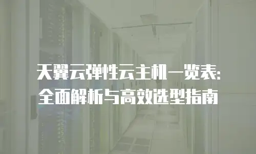 天翼云弹性云主机一览表：全面解析与高效选型指南