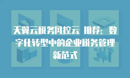 天翼云税务风控云 推荐：数字化转型中的企业税务管理新范式