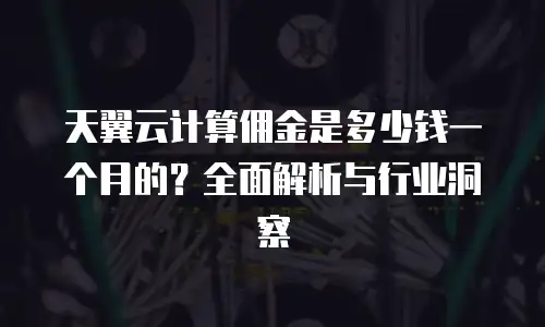 天翼云计算佣金是多少钱一个月的？全面解析与行业洞察