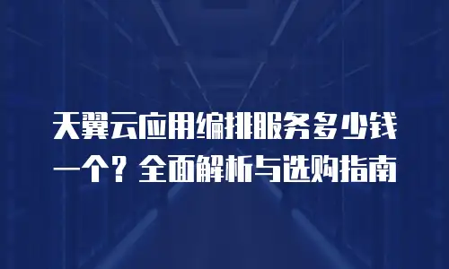 天翼云应用编排服务多少钱一个？全面解析与选购指南