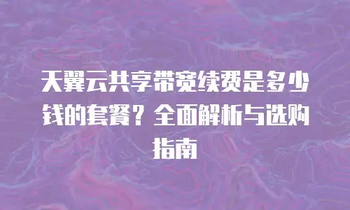 天翼云共享带宽续费是多少钱的套餐？全面解析与选购指南
