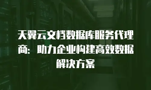 天翼云文档数据库服务代理商：助力企业构建高效数据解决方案