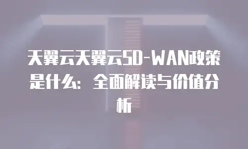 天翼云天翼云SD-WAN政策是什么：全面解读与价值分析