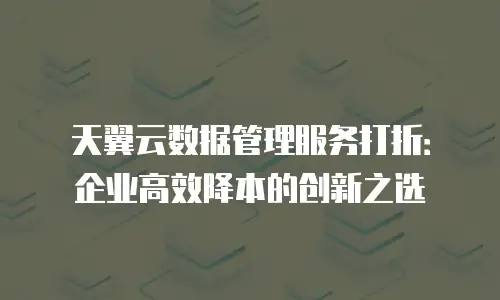 天翼云数据管理服务打折：企业高效降本的创新之选