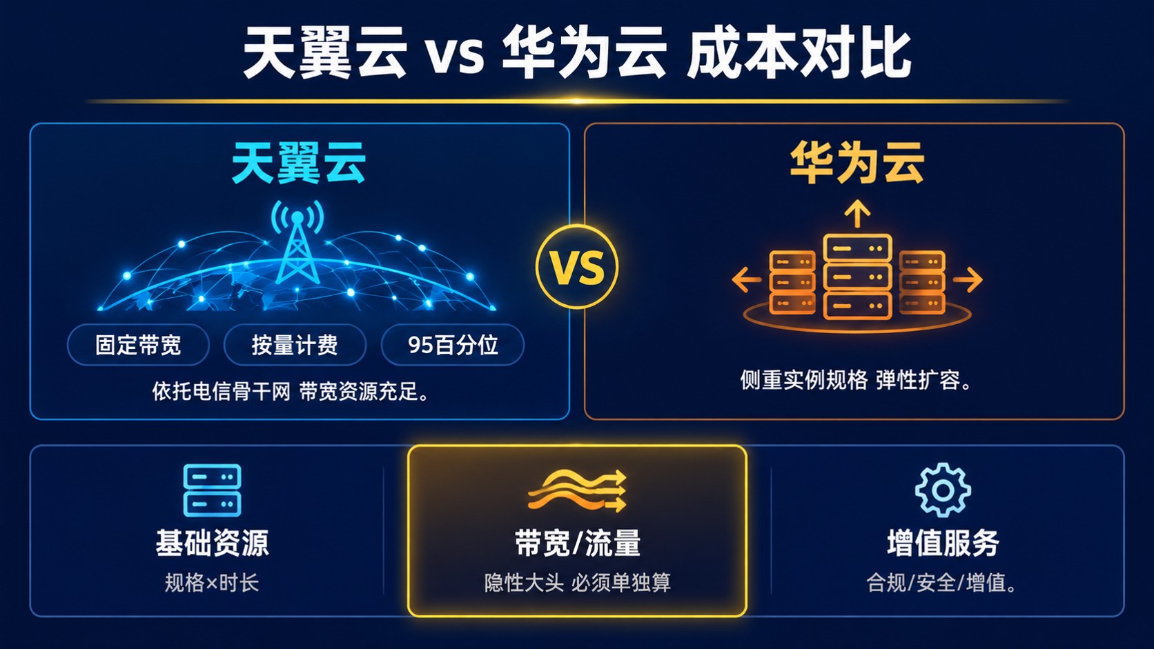 天翼云和华为云成本对比:费用口径与采购建议